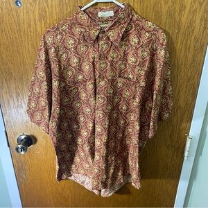 Joseph Abboud Red and Yellow Paisley Casual Shirt